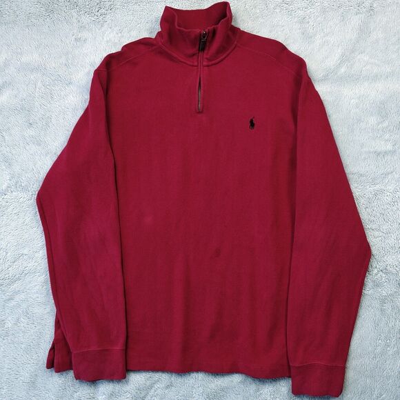 Polo Ralph Lauren Other - VTG Polo Ralph Lauren Quarter Zip Sweater Men's XL Red Winter Classic Fit FLAW